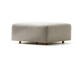 Hocker Sereno, Bodennah, mit Bezug Wollstoff Tano Natur, Eiche