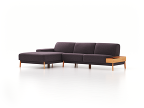Lounge-Sofa Alani, B 300 x T 179 cm, Liegeteil links, Sitzhöhe in cm 44, mit Bezug Wollstoff Stavang Stein (61), Buche