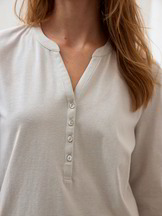 Schlafshirt Langarm, sand-weiss ringel