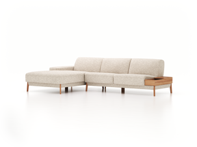 Lounge-Sofa Alani, B 300 x T 179 cm, Liegeteil links, Sitzhöhe in cm 44, mit Bezug Wollstoff Tano Natur Hell (80), Eiche