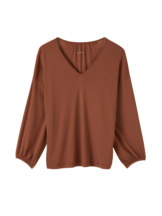 Shirt Langarm aus Baumwolljersey, nougat