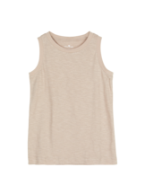 Top aus Bio-Baumwolle, camelie/taupe ringel