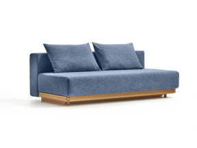 Schlafsofa Nebo, Bezug Wollstoff Elverum Ozean, Buche, inkl. 2 Kissen
