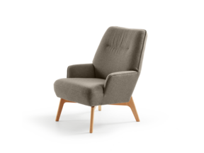 Fauteuil Coppa, Buche, mit Bezug Wollstoff Stavang Torf