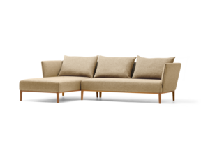 Lorea Lounge-Sofa, Liegeteil links, Buche, mit Bezug Wollstoff Elverum Haselnuss