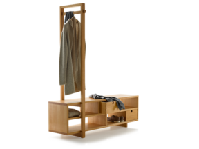 Garderobe Valetto groß mit Bügel, 2 Laden, Buche
