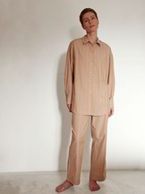 Pyjamahemd & Pyjamahose, camel/blau gestreift