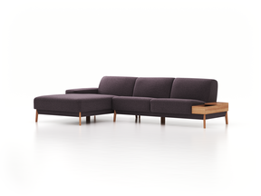 Lounge-Sofa Alani, B 300 x T 179 cm, Liegeteil links, Sitzhöhe in cm 44, mit Bezug Wollstoff Stavang Stein (61), Eiche