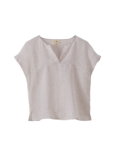 Bluse, leinen streifen sand/weiss