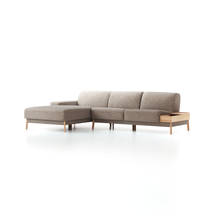 Lounge-Sofa Alani, Liegeteil links, B 300 x T 179 cm, Sitzhöhe in cm 44, mit Bezug Wollstoff Tano Natur (79), Eiche