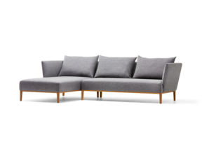 Lorea Lounge-Sofa, Liegeteil links, Buche, mit Bezug Wollstoff Elverum Mocca
