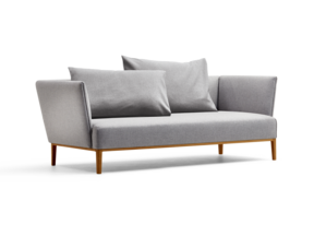 Lorea 2er-Sofa, Eiche, mit Bezug Wollstoff Kaland Kiesel