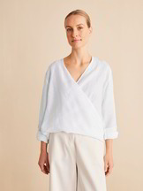 Bluse Wickeloptik, weiss