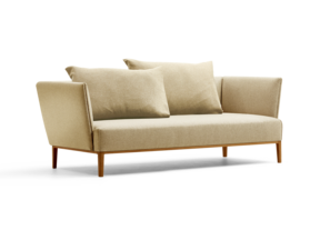 Lorea 2er-Sofa, Eiche, mit Bezug Wollstoff Stavang Sand