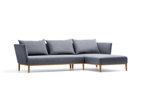 Lorea Lounge-Sofa, Liegeteil rechts, Buche, mit Bezug Wollstoff Elverum Ozean