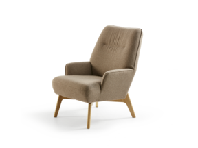Fauteuil Coppa, Eiche, mit Bezug Wollstoff Stavang Haselnuss