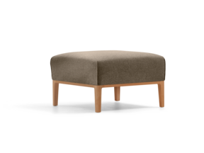 Hocker Lorea, Buche, mit Bezug Wollstoff Kaland Torf