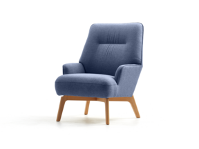 Fauteuil Coppa, Buche, mit Bezug Wollstoff Elverum Ozean