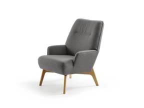 Fauteuil Coppa, Eiche, mit Bezug Wollstoff Stavang Stein
