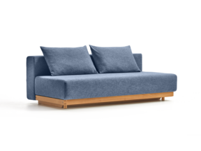 Schlafsofa Nebo, Bezug Wollstoff Elverum Ozean, Buche, inkl. 2 Kissen