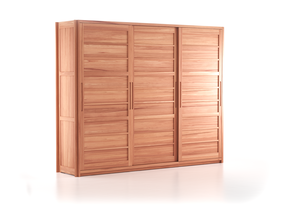 Kleiderschrank Kurido 3-türig, B 288 T 66,3 x H 230 cm, schmale Türen, Holz, Kernbuche