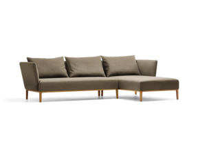 Lorea Lounge-Sofa, Liegeteil rechts, Eiche, mit Bezug Wollstoff Kaland Torf
