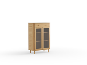 Schrank Tonda 2-türig mit 1 Lade, Glas, Eiche