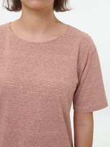 Kurzarmshirt aus Bio Leinen/Baumwolle, weiss/kastanie ringel