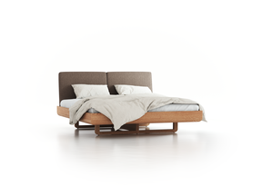 Bett Almara, 180 x 200 cm, mit Überzug Wollstoff Tano Natur (79), Eiche