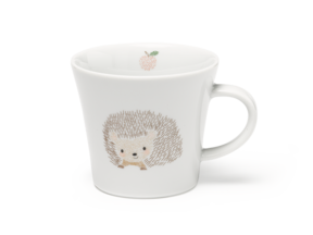 Becher mit Igelmotiv, Porzellan