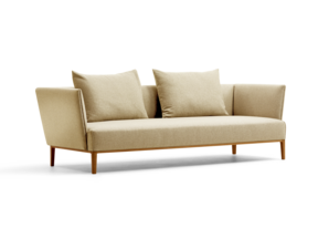 Lorea 3er-Sofa, Eiche, mit Bezug Wollstoff Stavang Sand