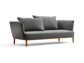 Lorea 2er-Sofa, Eiche, mit Bezug Wollstoff Stavang Stein