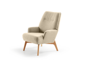Fauteuil Coppa, Buche, mit Bezug Wollstoff Stavang Sand