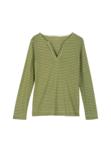 Langarmshirt aus Bio Leinen/Baumwolle, ringel grün/weiss