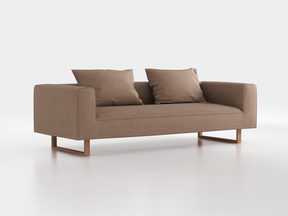 3er-Sofa Sereno B 235 x T 96 cm, inkl. 2 Kissen (70x55 cm), Kufenfuß, mit Bezug Wollstoff Stavang Sand (66), Eiche
