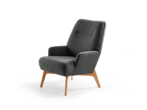 Fauteuil Coppa, Buche, mit Bezug Wollstoff Stavang Schiefer