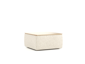 Sofatisch Tambor  mit Stauraum u. Holzdeckel, H 35,3 cm, 71 x 71 cm, Bezug Wollstoff Tano Natur Hell (80), Esche