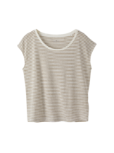 Shirt kurzarm, ringel weiss/oliv