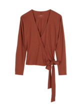 Langarm-Wickelshirt aus Bio Baumwolle/Hanf, kastanie