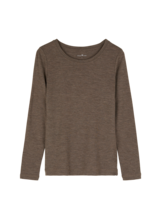 Langarmshirt aus Bio Wolle, walnuss melange