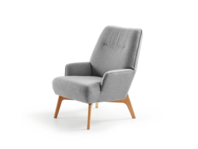 Fauteuil Coppa, Buche, mit Bezug Wollstoff Stavang Kiesel