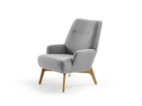 Fauteuil Coppa, Eiche, mit Bezug Wollstoff Stavang Kiesel