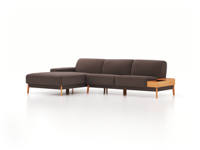 Lounge-Sofa Alani, B 300 x T 179 cm, Liegeteil links, Sitzhöhe in cm 44, mit Bezug Wollstoff Tano Natur Dunkel (81), Buche
