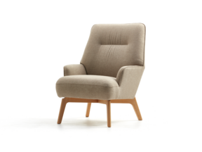 Fauteuil Coppa, Buche, mit Bezug Wollstoff Elverum Haselnuss