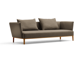Lorea 3er-Sofa, Eiche, mit Bezug Wollstoff Kaland Torf