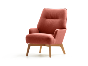 Fauteuil Coppa, Buche, mit Bezug Wollstoff Kaland Ziegel