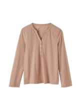 Schlafshirt Langarm, nougat-weiss ringel