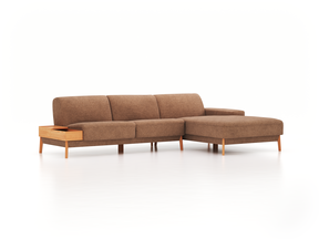 Lounge-Sofa Alani, B 300 x T 179 cm, Liegeteil rechts, Sitzhöhe in cm 44, mit Bezug Wollstoff Stavang Haselnuss (65), Buche