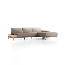 Lounge-Sofa Alani, Liegeteil rechts, B 300 x T 179 cm, Sitzhöhe in cm 44, mit Bezug Wollstoff Tano Natur (79), Eiche