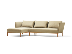 Lorea Lounge-Sofa, Liegeteil links, Buche, mit Bezug Wollstoff Stavang Sand
